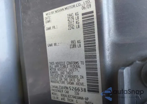 2009 Nissan Altima 2.5 S from USA, damaged, VIN 1N4AL21E49N526638